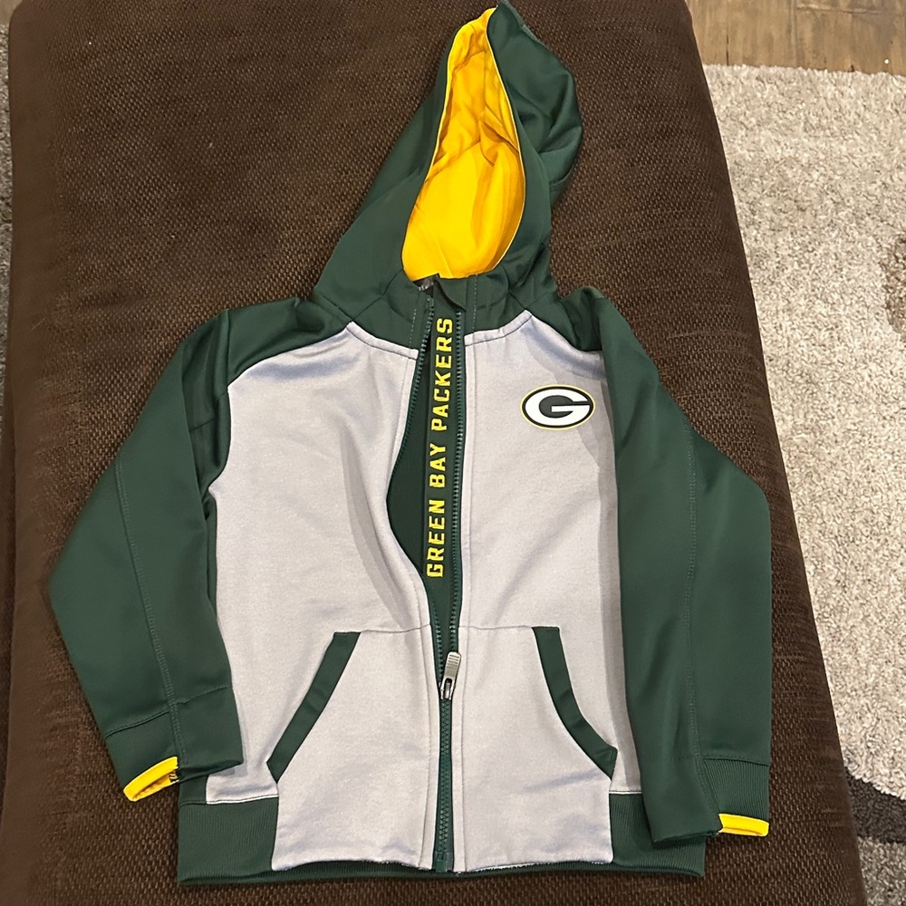 Boys Youth 5/6 Green Bay Packers Hooded Jacket